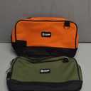 12 Inch Small Tool Bag 2 Pack, Zipper Tool Pouch Two Compartments, Utility ToolBag with Carrying Handle, Heavy Duty Tools Storage Organizer for Electrician Mechanic, Gift for Men Dad, Orange/Green