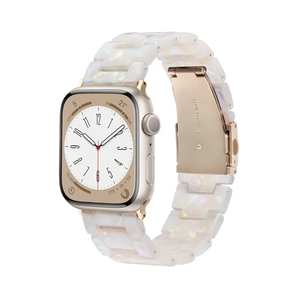 V-MORO Resin Band Compatible with Apple Watch Series 7/8/9/10 41mm/40mm/38mm/42mm Fashion Strap for iWatch Series 6/5/4/3/2/1/SE Lightweight Bracelet Wristband Replacement Women(Colorful Ivory White)