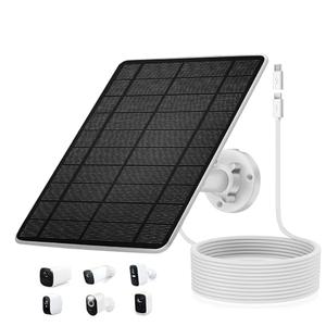 5W Solar Panel for Camera Type C and USB Port，Compatible with Spotlight Cam/Pro/Plus Battery,IP66 Waterproof, 13ft Cable White