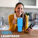 Sursip 40 oz Insulated Tumbler with Handle and Straw-Stainless Steel Vacuum Insulated Mug,Gifts for Women Men Him Her,Iced Tea or Coffee,Drinks Cold up to 24 Hours,Fit Car Holder-Blue