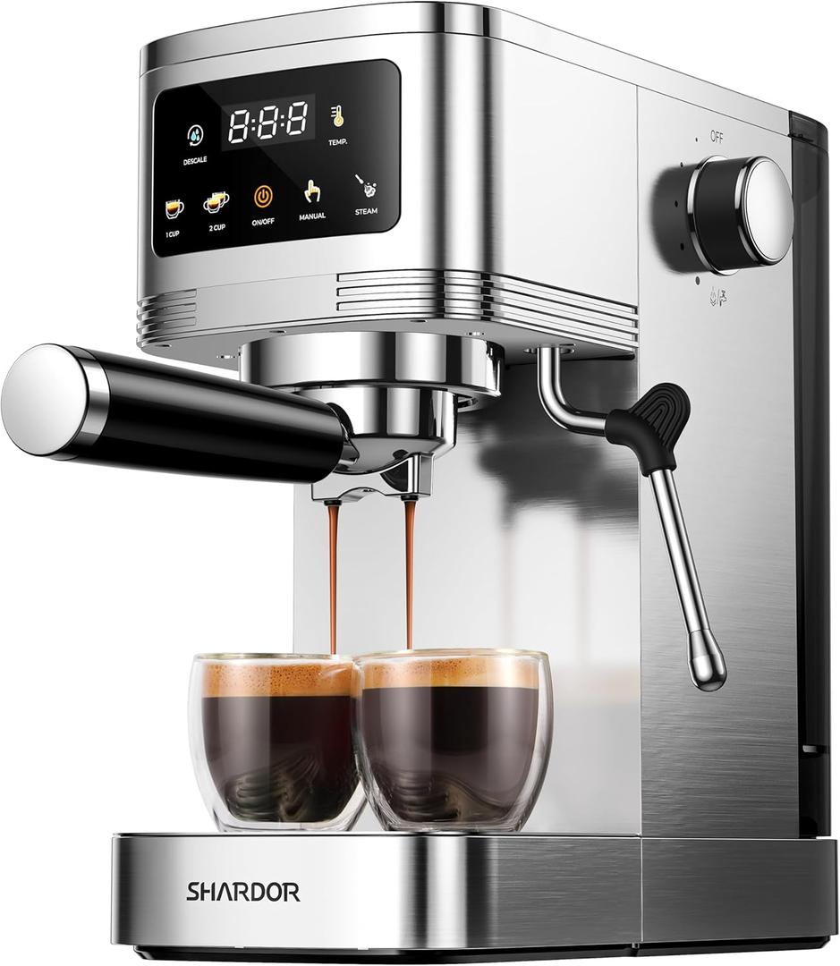 SHARDOR Espresso Machine 20 Bar, Professional Espresso Machine with Milk Frother and Touchscreen, Expresso Coffee Machines with Adjustable Temperature,for Cappuccino, Latte