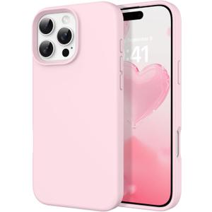 DOMAVER Case for iPhone 16 Pro 6.3'' Case Smooth Liquid Silicone Soft Gel Rubber Microfiber Lining Cushion Cover Shockproof Protective Phone Cases Compatible with iPhone 16 Pro - Chalk Pink