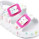 ChayChax Toddler Boys Girls Double Buckle Sandals Children's Adjustable Back Strap Water Sandal, White Star, 6T