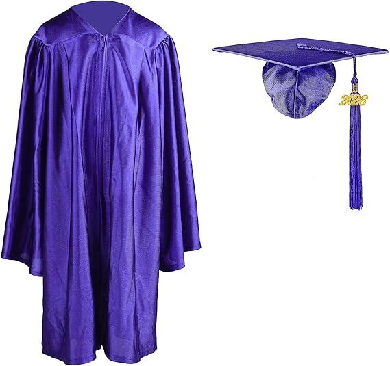 Shiny Kindergarten Graduation Cap and Gown Set 2025, 21, Purple