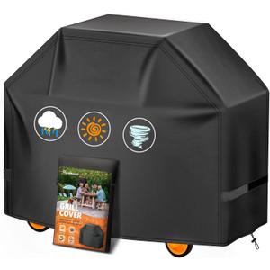 Grill Cover 60 Inch - Superior BBQ Cover for Weber Genesis 300 Series Gas Grill - 600D Outdoor Barbecue Covers for Weber Genesis ii 300, Dyna-glo, Char-Broil, Nexgrill, Monument and Brinkmann (Black)