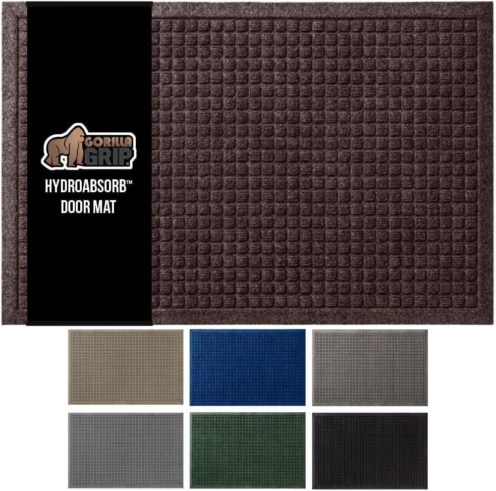GORILLA GRIP Front Door Mat, 35x23, Indoor Outdoor Ultra Absorbent HydroAbsorb Doormat, Absorbs Up to 5.7 Cups of Water, Stain and Fade Resistant, Rubber Backing Doormats, Captures Dirt, Coffee GORILLA GRIP Front Door Mat, 35x23, Indoor Outdoor Ultra Absorbent HydroAbsorb Doormat, Absorbs Up to 5.7 Cups of Water, Stain and Fade Resistant, Rubber Backing Doormats, Captures Dirt, Coffee
