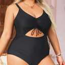 Daci Women Plus Size One Piece Swimsuits - Tummy Control Bathing Suits Cutout Monokini Swimwear (Black)