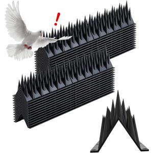 Bird Spikes Deterrent 24 Pack - New 20.6ft Pigeon Squirrels Raccoon Bird deterrents for Outside Patio, Small Birds Spikes for Outside to Keep Birds Away for Fence Balcony Roofs (Black)