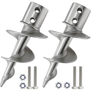 Dock Auger Kit, 1 Pack/ 2 Pack 304 Stainless Steel Dock Sand Auger Anchors for Making Floating Dock Post Auger, Fits 1.5'' Schedule 40 PVC (ID 1.57'') & ID 1.6" Stainless Steel/Aluminum Pipe