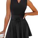 Caracilia Womens Golf Tennis Dress 2 Piece Sets Polo Neck Sleeveless Workout Athletic Summer Mini Dresses with Shorts Pockets (Medium, Black)