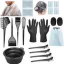21Pcs Hair Dye Kit Professional Hair Coloring Products with Hair Dye Brush, 350ml Hair Color Bowl, Hair Clips, Applicator, Earcover for Salon Bleaching & Hair Coloring at Home