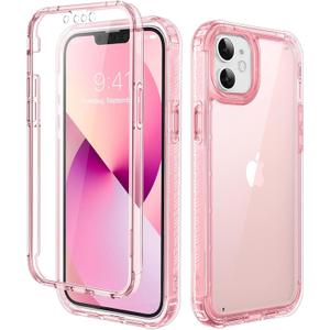 Lifedance New for iPhone 11 Case, Full-Body Rugged Protective Case with Built-in Screen Protector, 10 FT Military Grade Drop Protection Heavy Duty Shockproof Phone Case for iPhone 11, Clear Pink
