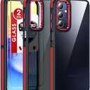 LeYi for Samsung Galaxy A15-5G Case: 2 Pack Screen Protector Shockproof Military-Grade, [Anty-Slip Grip] Metal Texture Lens Magnetic Translucent Matte for Galaxy A 15 5G Case, Red