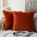 MIULEE Pack of 2 Burnt Orange Pillow Covers 18x18 Inch Soft Velvet Throw Pillow Covers Fall Decorative Couch Pillows Square Cushion Covers Pillowcases Home Decor for Sofa Bedroom Couch