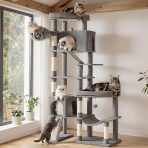 Feandrea Large Cat Tree, 79.5" Tall Sturdy Cat Tower for Indoor, Dove Gray