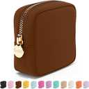 Embla Makeup Bag Travel Cosmetics Pouch and Toiletry Bag, Nylon Zipper Pouch Purse, Cute Make Up Organizer Storage Tote for Women Girls, Waterproof Travel Skincare Case, Small Makeup Bags, Chocolate (Mini)