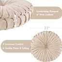 Intelligent Design Loretta Round Chenille Tufted Floor Pillow with Elegant Pleated Design, Large Boho & Vintage Decorative Throw Pillow for Sofa, Bed, or Chair, 22" x 6", Iovry, Dia 22" X 6"h