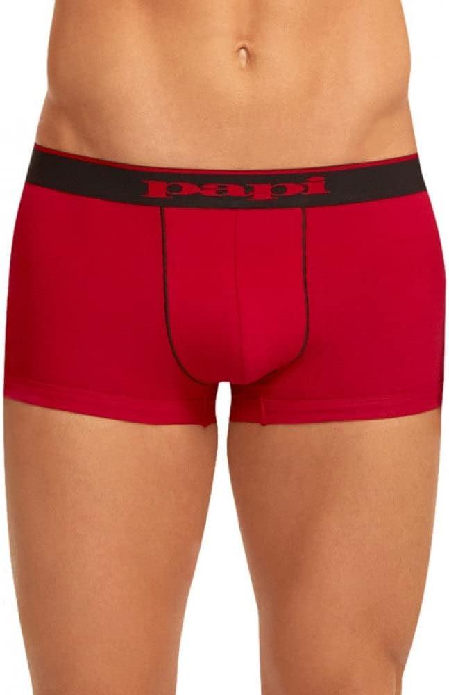 Papi Men's Stylish Brazilian Solid and Print Trunks (3-Pack of Men's Underwear) (Black/Red, S)