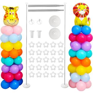 Voircoloria Balloon Stand Kit Set of 2, 7FT Adjustable Height Balloon Column Kit for Floor with Metal Telescopic Pillar for Halloween Thanksgiving Day New Years 2025 Gender Reveal Party Decorations
