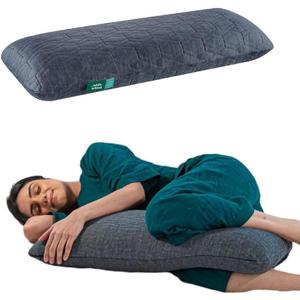 The White Willow Short Body Pillow Memory Foam Sleeping Soft Bed, Hug Pillow Insert for Sleeping & Side Sleeper (10W x 30L Inch) with Grey Zipper Cover Made from German Technology by BASF, Gray