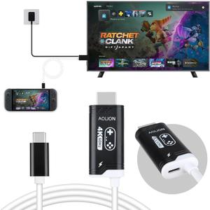  4K 60Hz PD100W USB C to HDMI Cable Only for Nintendo Switch 2/ Switch/ Steam Deck/ ROG Ally/ Laptop 2m/ 6.6FT, Portable USB-C to HDMI Replaces Original Switch Dock for TV Screen Mirroring, Black