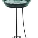 Heated Bird Bath for Outdoors for Winter, 75W Bird Bath Water Heater Bird Bath Deicer,Deep Bowl Thermostatic Control Weather Resistance with Stable Metal Pole for All Seasons(Green)