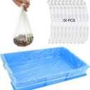 Fhiny 27.5'' x 19.7'' Disposable Guinea Pig Cage Liner, 50 PCS Plastic Rabbit Tray Liner Leak Proof Small Animal Litter Pan Bags Universal Hamster Cage Toilet Film for Bunny Chinchilla Hedgehog Bird