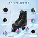 Jessie Leather Roller Skates - Adjustable Four-Wheel Premium Skates for Women, Men, Boys & Girls (Flash Wheel, Women's 8/ Men's 6.5)