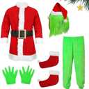 Varuotu Kids Christmas Green Big Monster Costume Mask Furry Costume Santa Outfit Christmas Costumes Props M