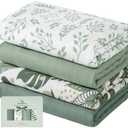 Yoofoss Muslin Swaddle Blankets, Organic Baby Blankets, 47 x 47 Inches Receiving Blanket for Baby Boys and Girls, Baby Essentials for Newborns Soft Breathable (Green & Leaves)