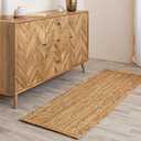 HOMEMONDE Handcrafted Woven Jute Runner Rug - Rustic Vintage Braided Reversible Area Rug - Farmhouse Indoor Floor Rug - Eco Friendly Rug for Kitchen/Hallway/Living Room/Bedroom (Natural, 2'x6') 