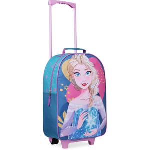 Disney Kids Rolling Luggage 1611 in, 16L Carry On Suitcase with Wheels, Foldable Lightweight Travel Bag, Gifts for Kids (Blue Elsa)