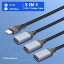 3-in-1 Splitter USB-C Cable,USB Type C Male to 3 USB Female Adapter Cable Support Charging/Data Transfer Type C to USB 2.0 OTG Extension Cable for Laptop Tablet Hub 13.8in/35CM