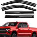 Rain Guards Fit for Chevy Silverado/GMC Sierra 1500 Crew Cab 2019-2026, Tape-on Durable Side Window Wind Deflectors & Visors 2019-2026 Silverado/Sierra 2500HD 3500HD Crew Cab Rain Guard Black 4 PCS