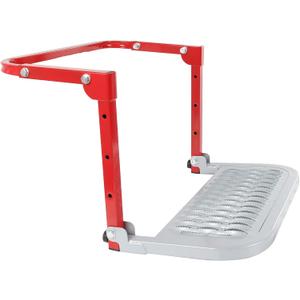 DICMIC Folding Heavy Duty Tire Step for Truck, SUV and RV Adjustable Tire Mounted Step Fit Most Tire from 10.2 to 14.4, Rated up to 300 Lbs, Shark Jaw Shape Non-Slip Design, Red