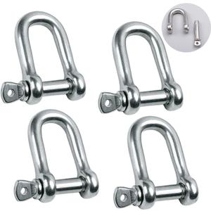 Stainless Steel 304 D Shape Shackle 5/32", 1/4", 5/16",3/8", 9/16", for Chains Wirerope Lifting Outdoor Camping Survival Rope Bracelets Or for Heavy Duty Construction