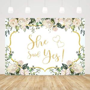 10x7ft She Said Yes Backdrop Pink Floral Bridal Shower Decorations Bachelorette Bride to Be Engagement Party Decorations She Said Yes Banner Photo Shoot Props