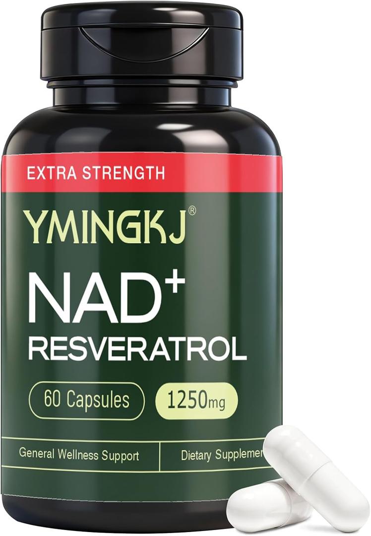 NAD+ Supplement with Resveratrol 1200mg – Nicotinamide Adenine Dinucleotide & Trans-Resveratrol 50mg, Anti-Aging Cellular Energy & Metabolism, NAD supplements for women 60 Capsules (30 Servings)