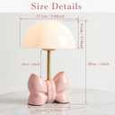 Loscarol Pink Bow Table Lamp, 3-Color Dimmable Mushroom Night Light, 11 inch