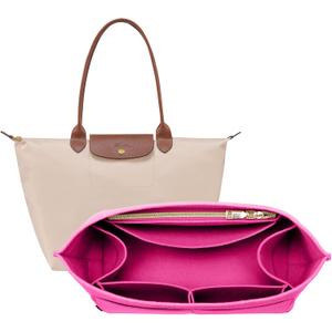 OPPOSHE Purse Organizer Insert for Longchamp Le Pliage, Premium Felt Long Champ Bag Handbag Women, Tote Organizer Insert with 9 Compartments (Small, Rosy) (S-7.9*5.5*6.5in)
