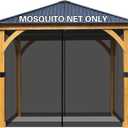 BPS 10' x 10' Gazebo Universal Netting Screen Replacement, 4-Panel Screen Walls with Double Zippers for Outdoor Patio, Black