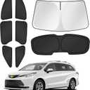 Sunshades for 2021-2025 2026 Toyota Sienna Accessories Windshield Sun Shade Side Rear Window Shade Cover Sun Visor Shield Privacy Protection for Camping Keep Vehicle Cool Black 8PCS