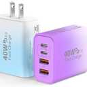 USB C Wall Fast Charger Block, 40W 4-Port Type C Chargers Fast Charging Blocks PD Power Charger Adapter+QC 3.0 USB Multiport Charger Brick for Phone 17/16/15/14/13/12 Pro Max, i-Pad, Galaxy S25-1Pack