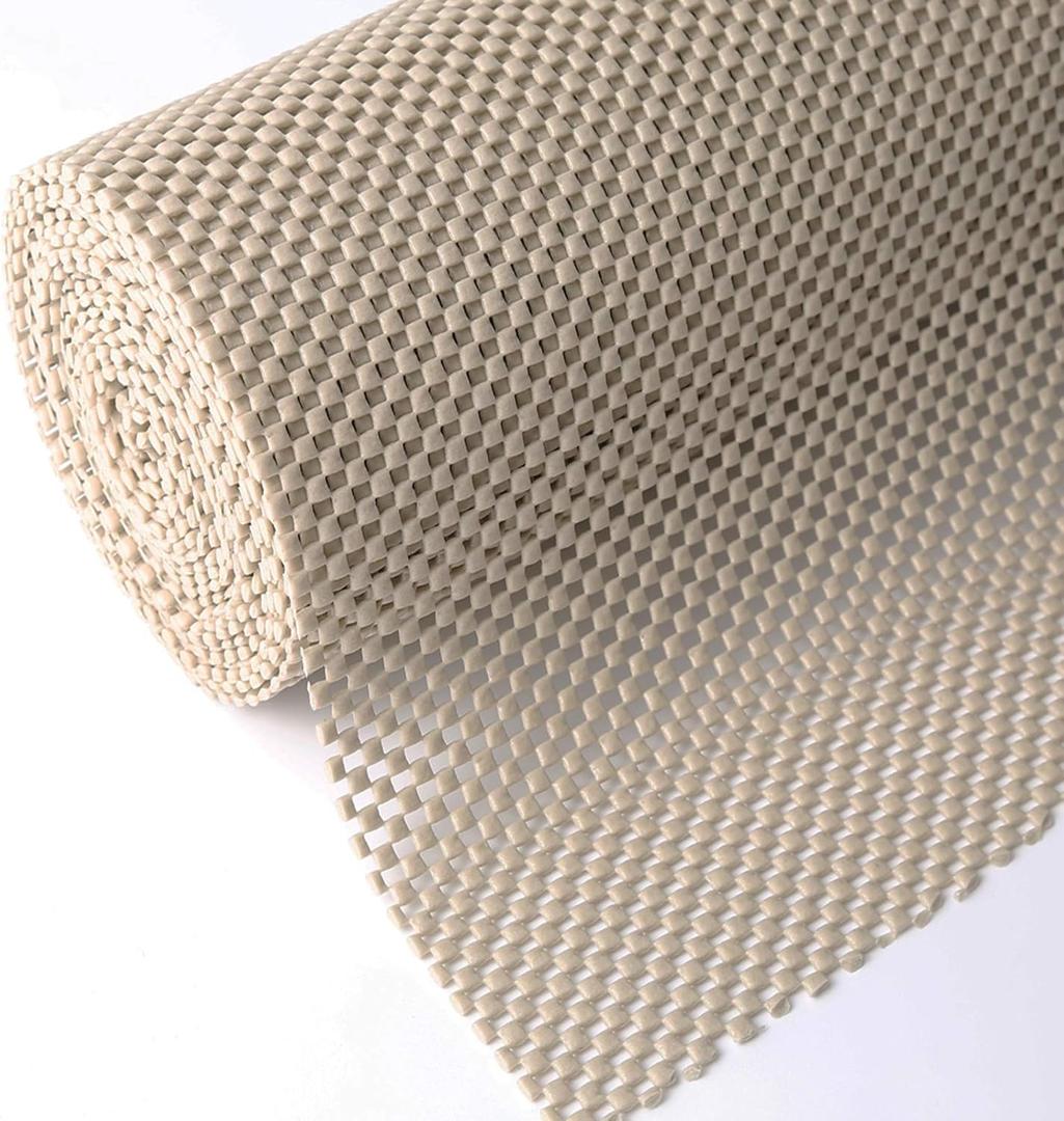 Shelf Drawer Liner Non-Adhesive Non Slip Durable Strong Long Size 12 in X 20ft for Drawers, Shelves, Cabinets, Storage, Kitchen and Desks, Beige
