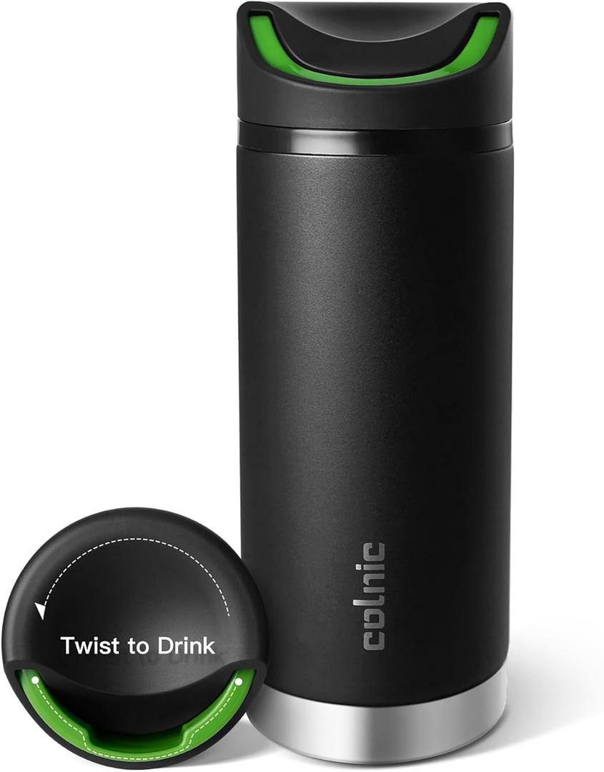 16 oz Travel Coffee Mug: Keep Hot & Cold 24H,Double Wall Vacuum with Copper-Layer Insulated Tumbler, Leak Proof Stainless Steel Matcha Cup with Lid, Reusable for Iced Coffee & Water,Car & Office Black