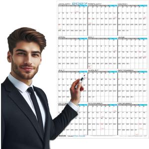 2027 Laminated - 24" x 36" Large Monday Start Week Wall Calendar - Vertical 12 Month Yearly Annual