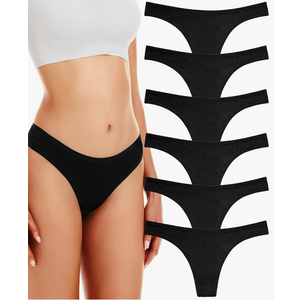ANZERMIX Women's Breathable Cotton Thong Panties, Pack of 6 Size:M