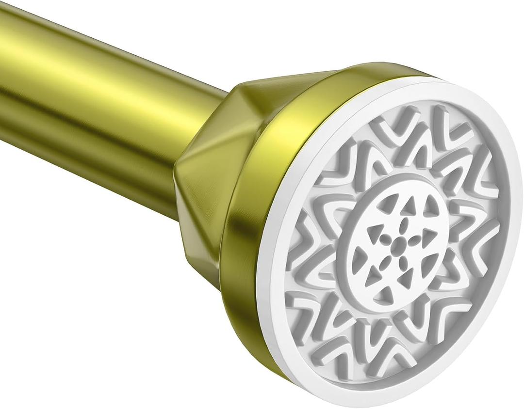 Gold Shower Curtain Rod 32-80 inches, Adjustable Curtain Rod, No Drilling, Stainless Steel Shower Rods for Bathroom, curtains, cabinets, Kitchens