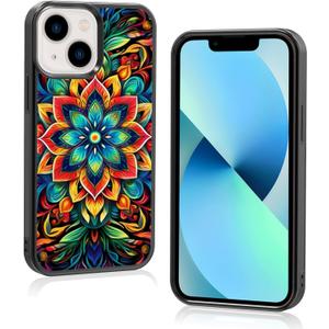 Mandala Flower Designed Phone Case for iPhone 13 Mini Protective Cover Soft TPU Slim Shockproof Limited Boho Phone Case for Teen Girls and Boys, Women and Men