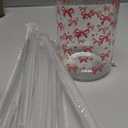 Yetene 20 Pack Pink Bow Cups with Lids and Straws 16 oz Pink Christmas Plastic Bow Tumbler Clear Cups Bulk Drinking Disposable Mugs for Coffee Tea Beverage Jars Girl Party Birthday Wedding Supplies